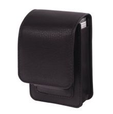 Zigarettenbox mit Zippofach, Leder schwarz