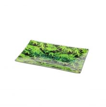 Black Leaf Rolling Tray aus Glas, 25,5 x 15.5cm